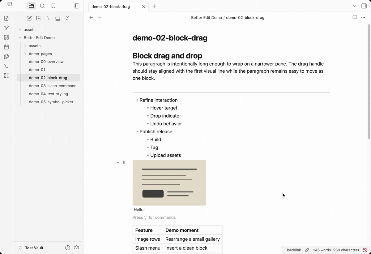 Block drag and drop demo