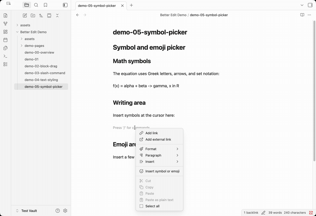 Symbol and emoji picker demo