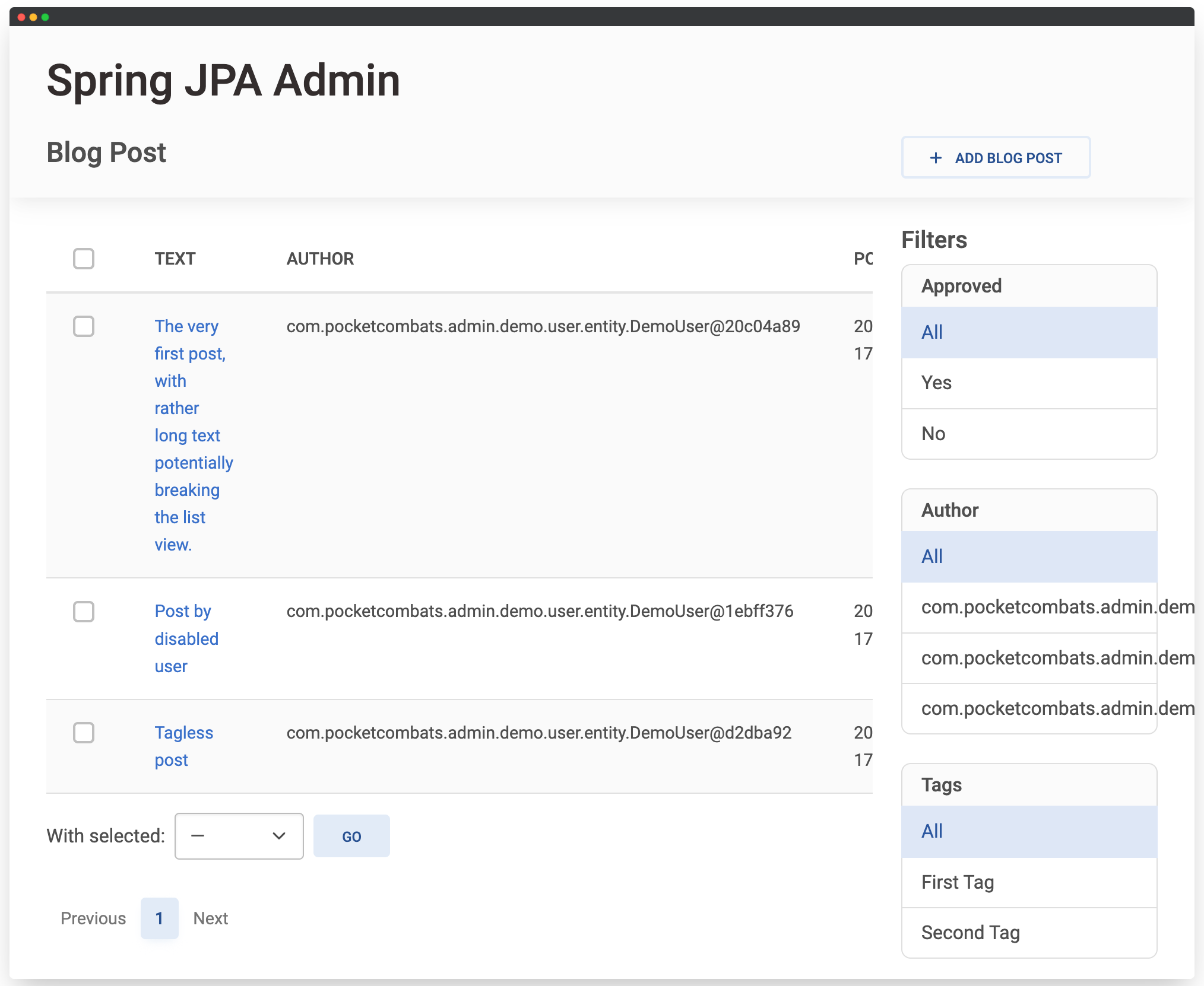 Post list view with default author representation