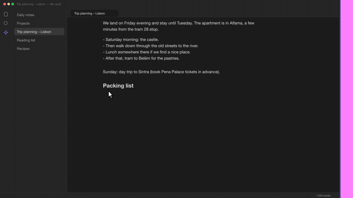With nothing selected the plugin writes at the cursor