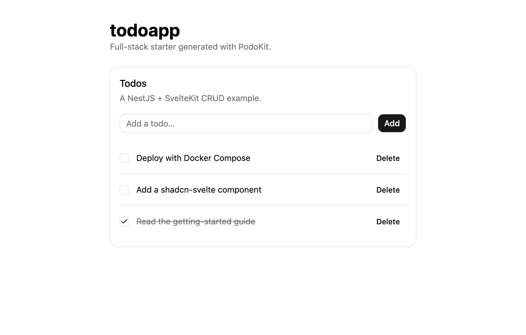 Generated todo app