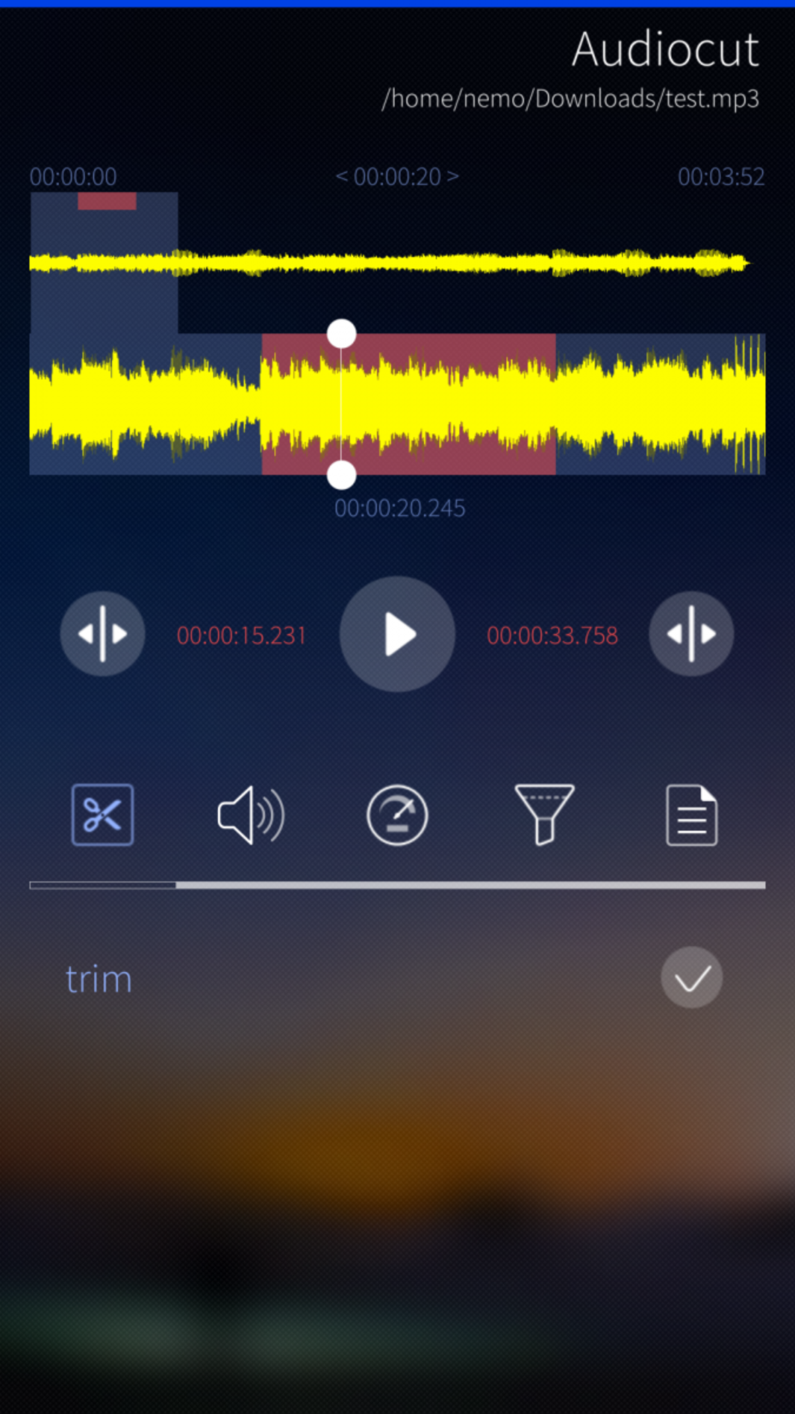 Screenshot of harbour-audiocut