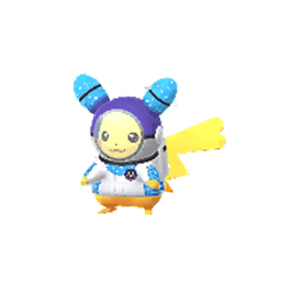 Pikachu wearing a Cosmog-themed spacesuit