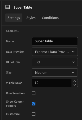 Show Column Footers