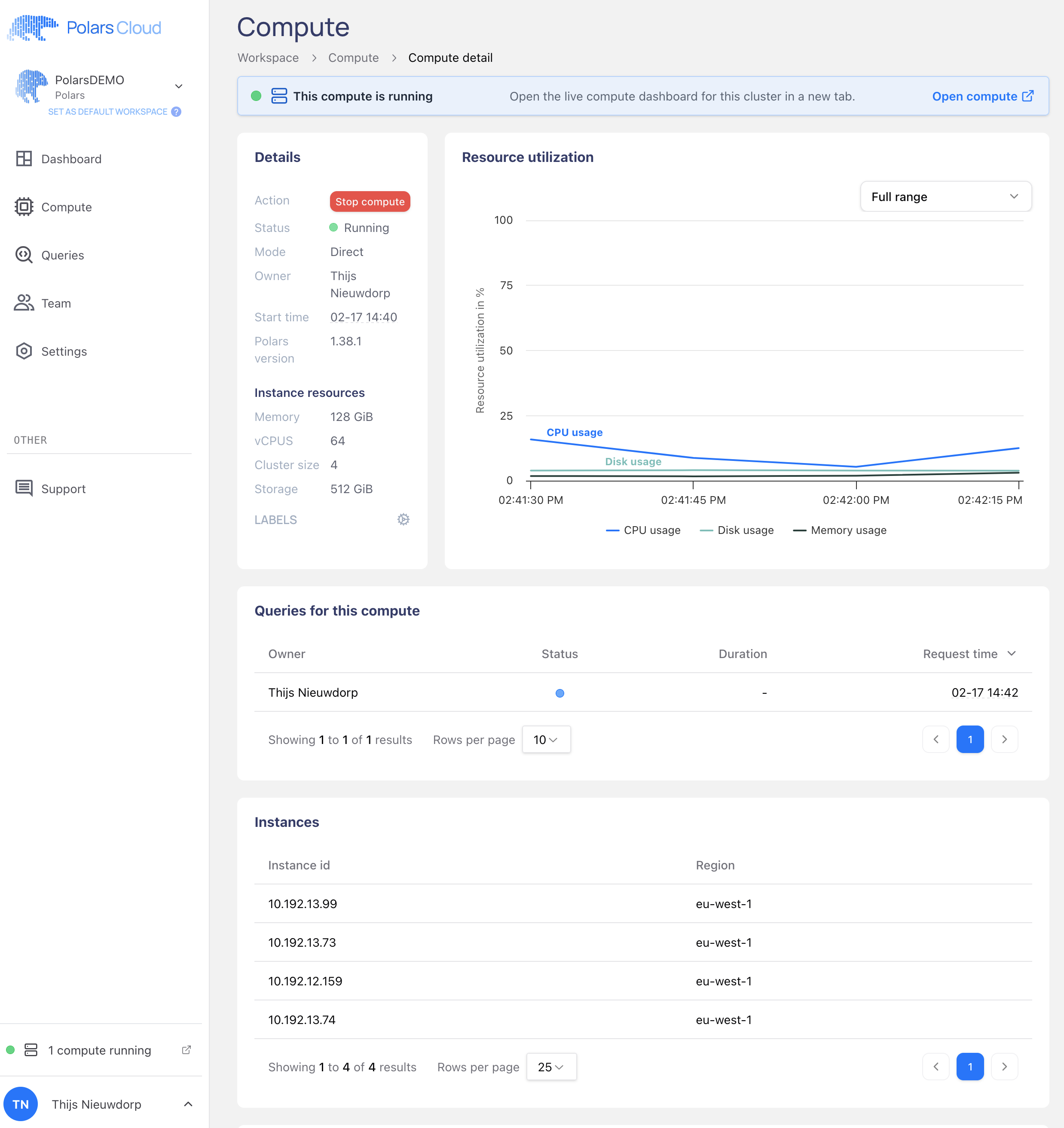 Compute Details page