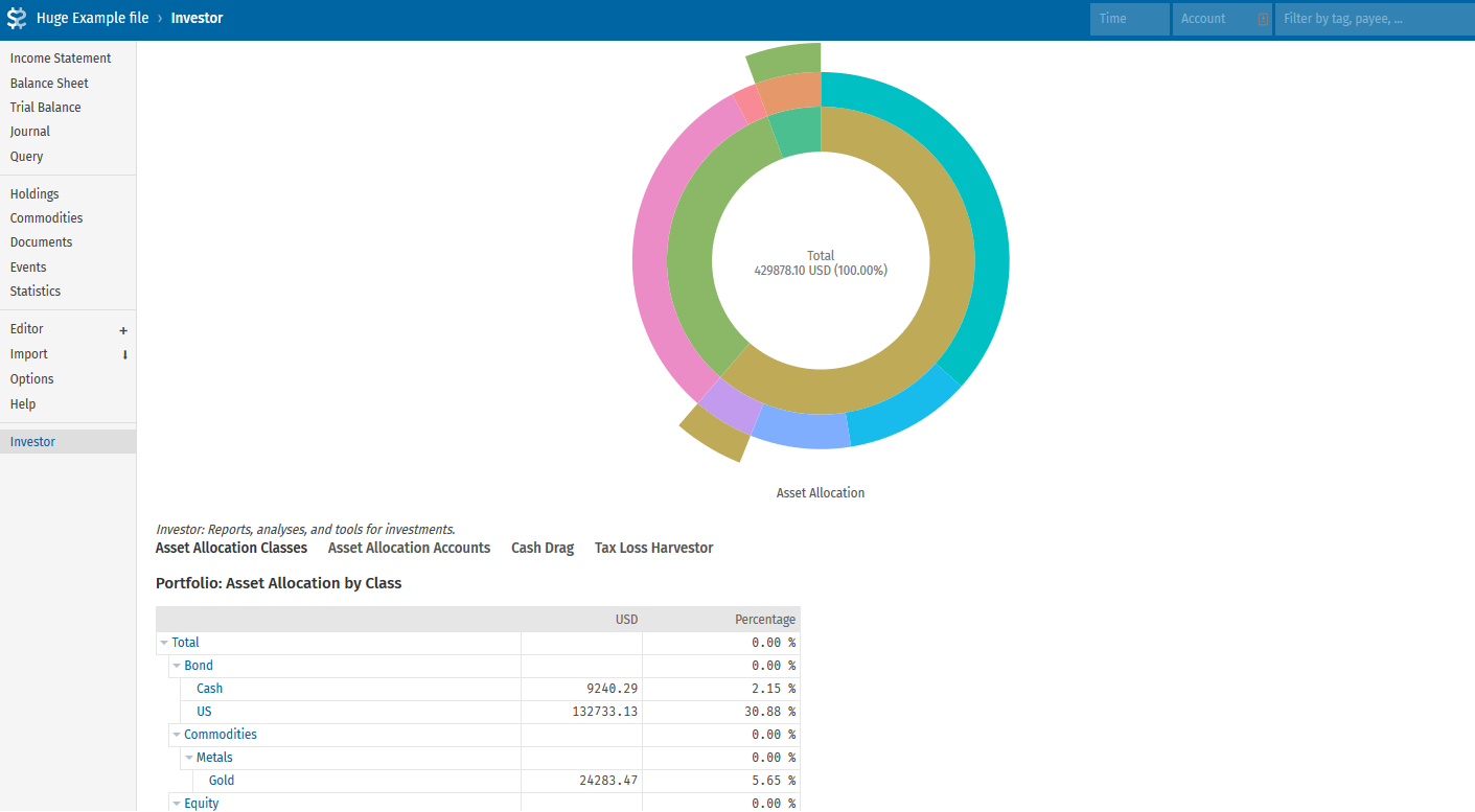 Screenshot: Asset Allocation