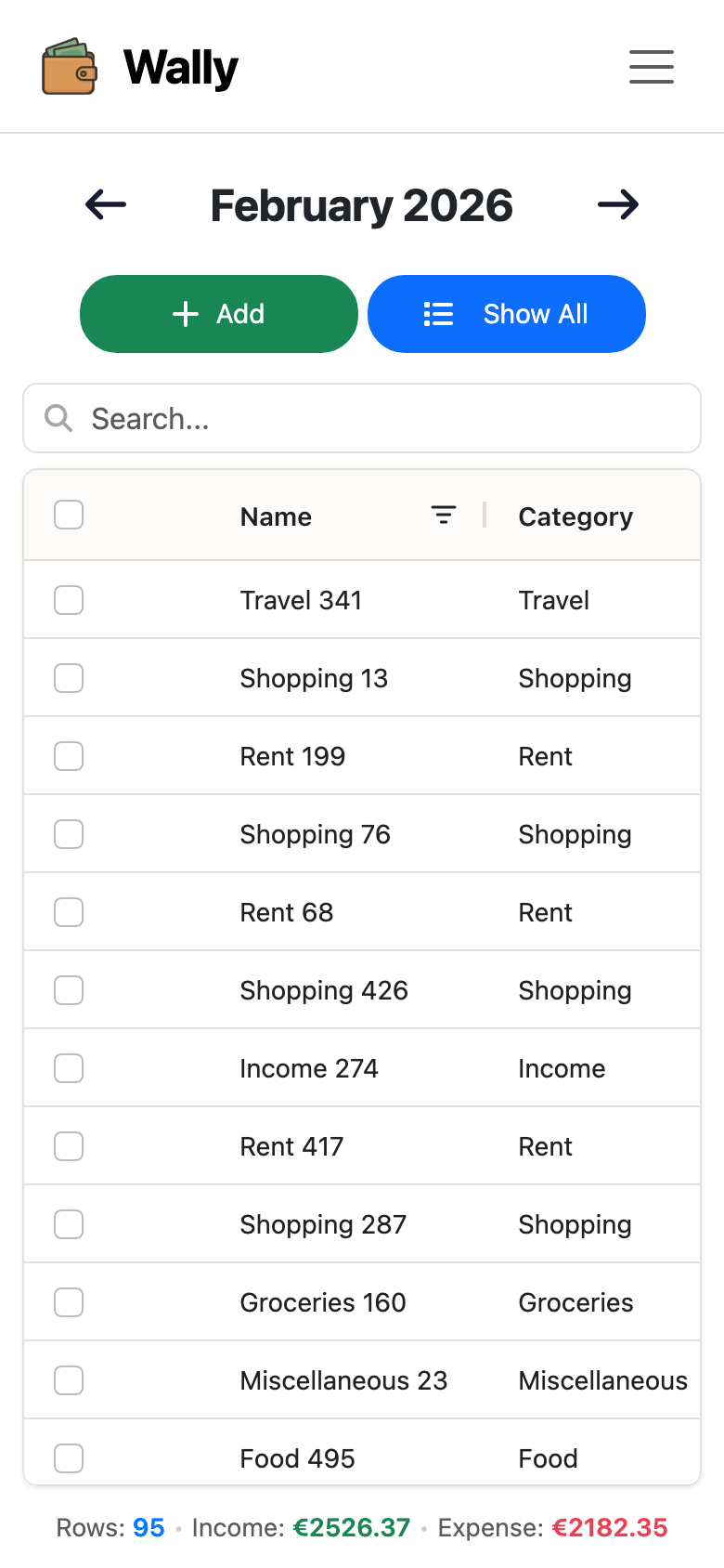 Transactions Light Mobile