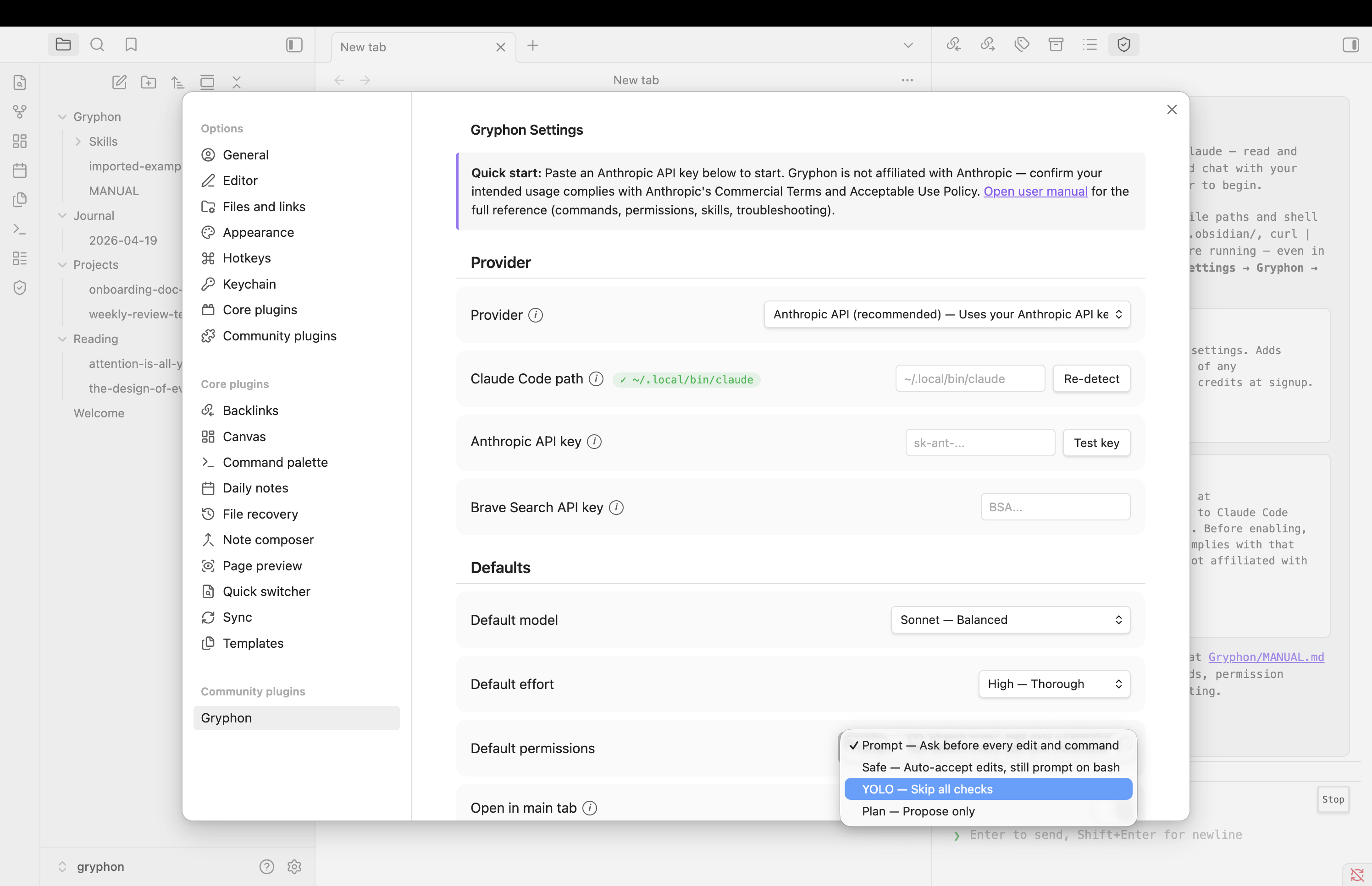 Permission modal