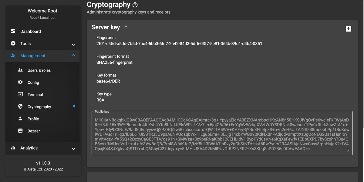 Server cryptography key