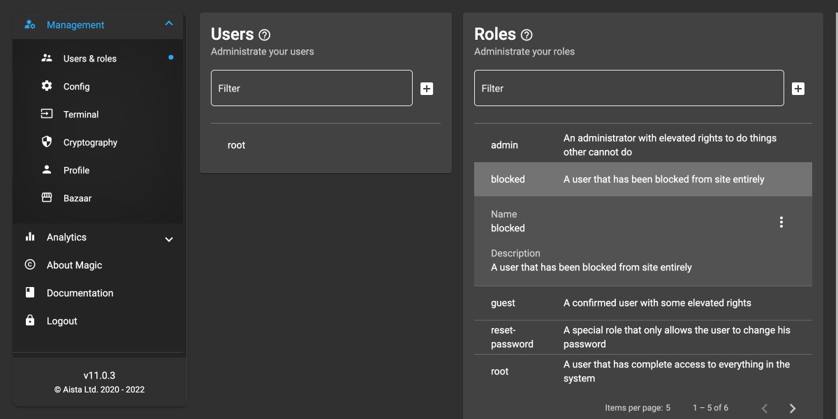 New Users and Roles UI