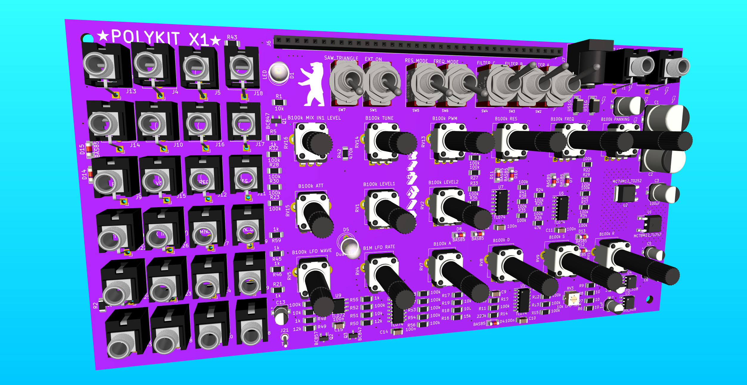 Polykit X1 Semi Modular Synthesizer Rendering