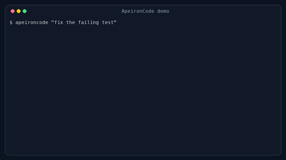 ApeironCode fixes a failing test with approval-gated edits