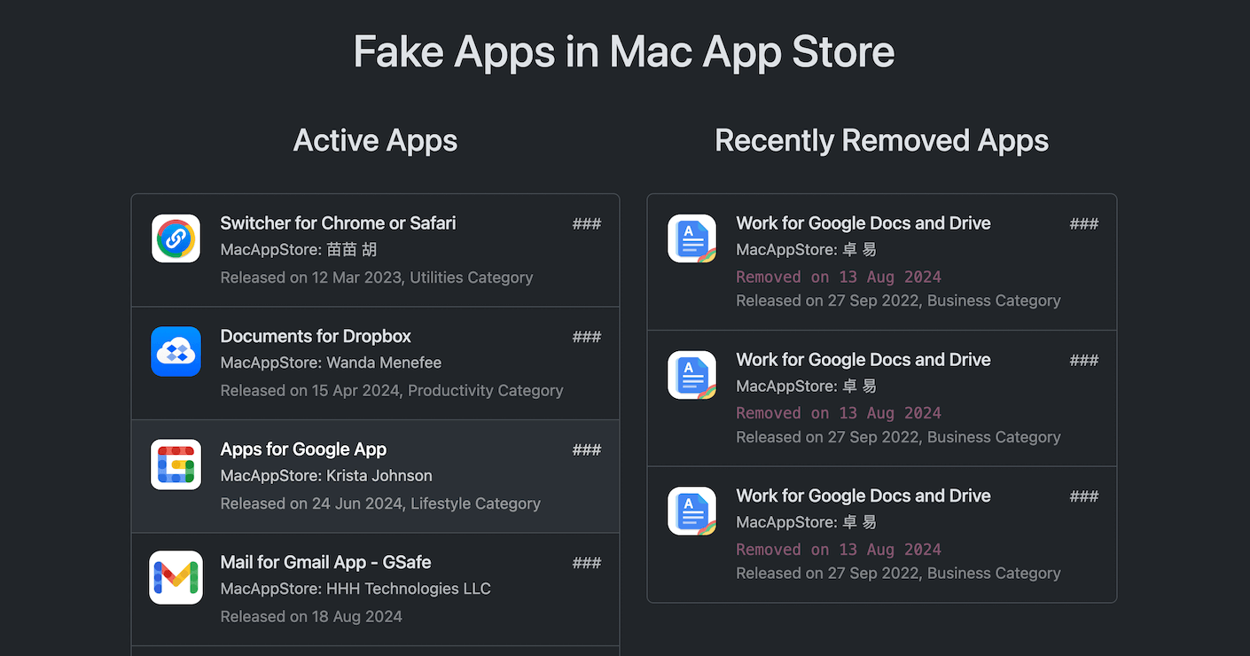 Fake Apps in Mac App Store