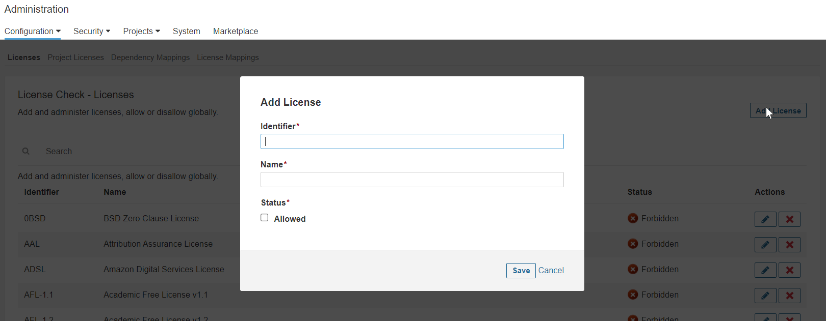 alternative License Configuration3