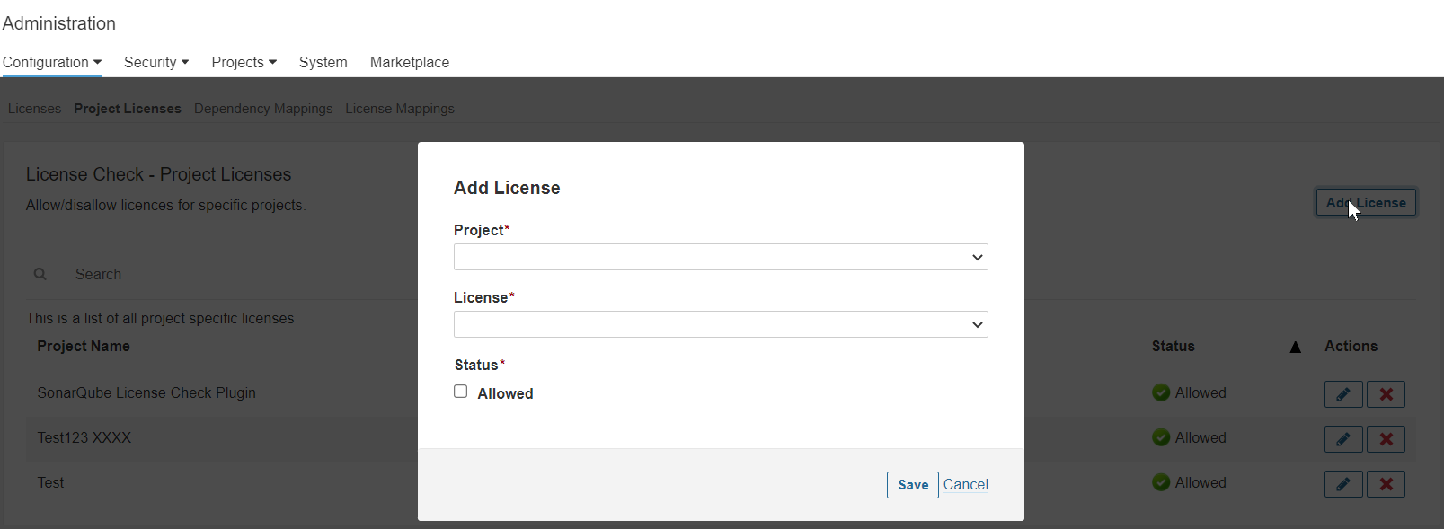 alternative License Configuration5