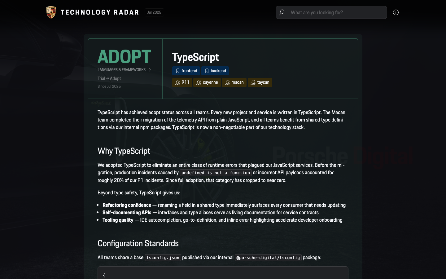 Technology detail page