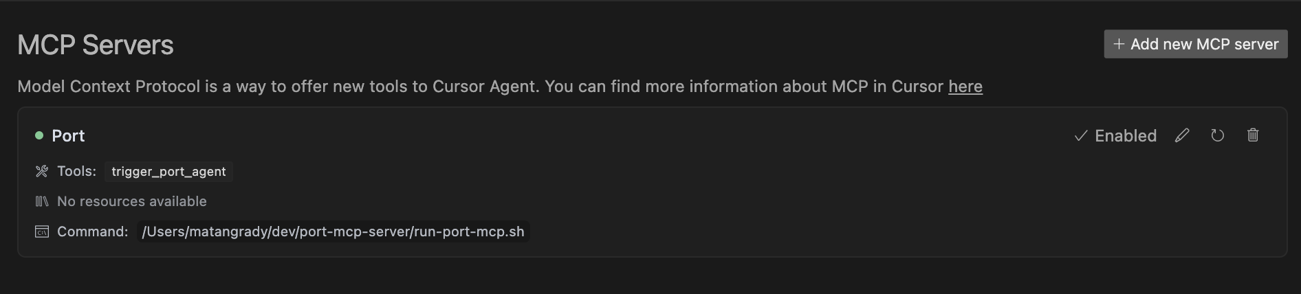 Cursor MCP Screenshot