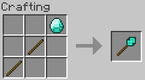 Stick + Stick + Iron = Diamond Builder's Wand
