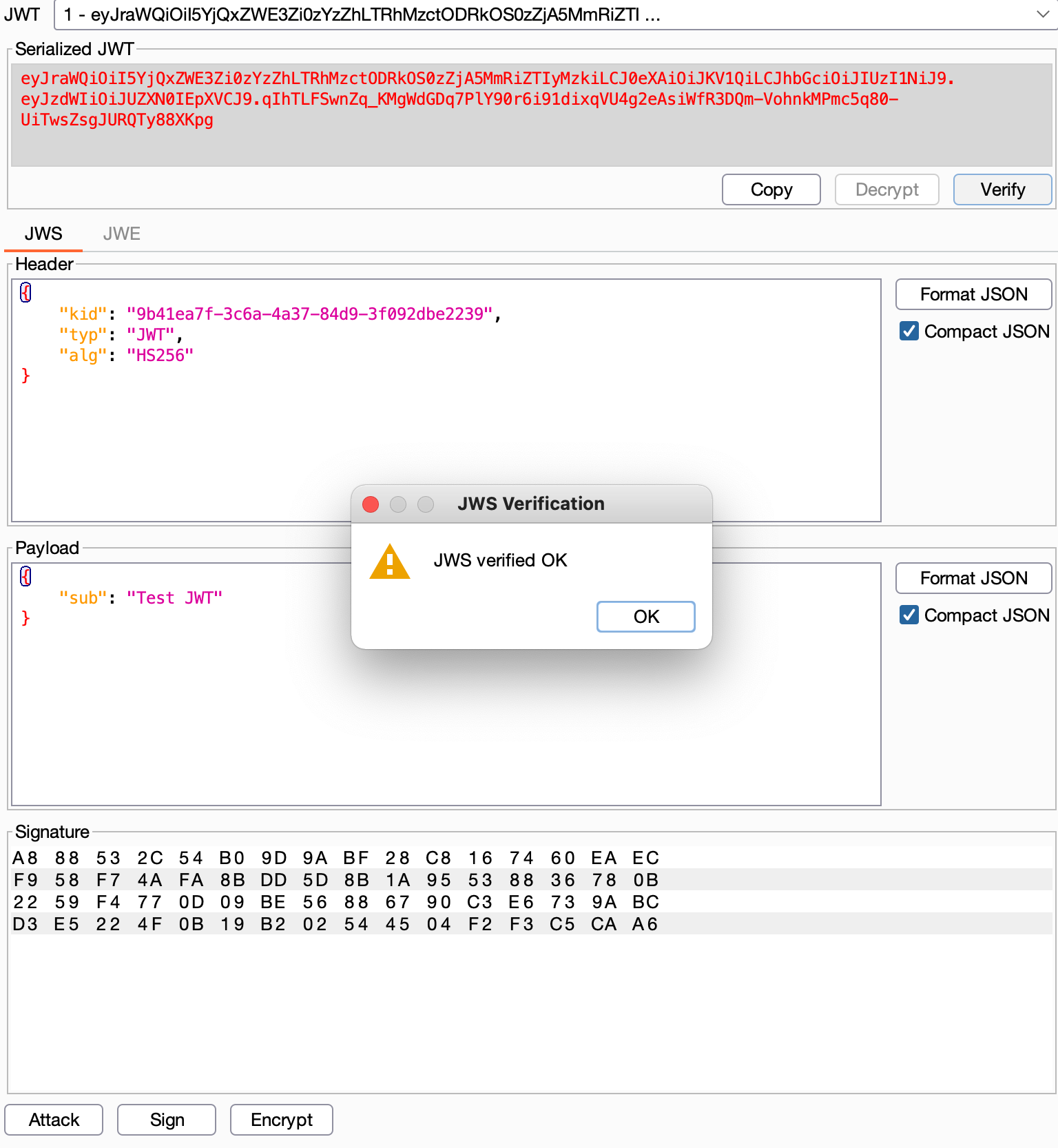 JWT-Editor - verify