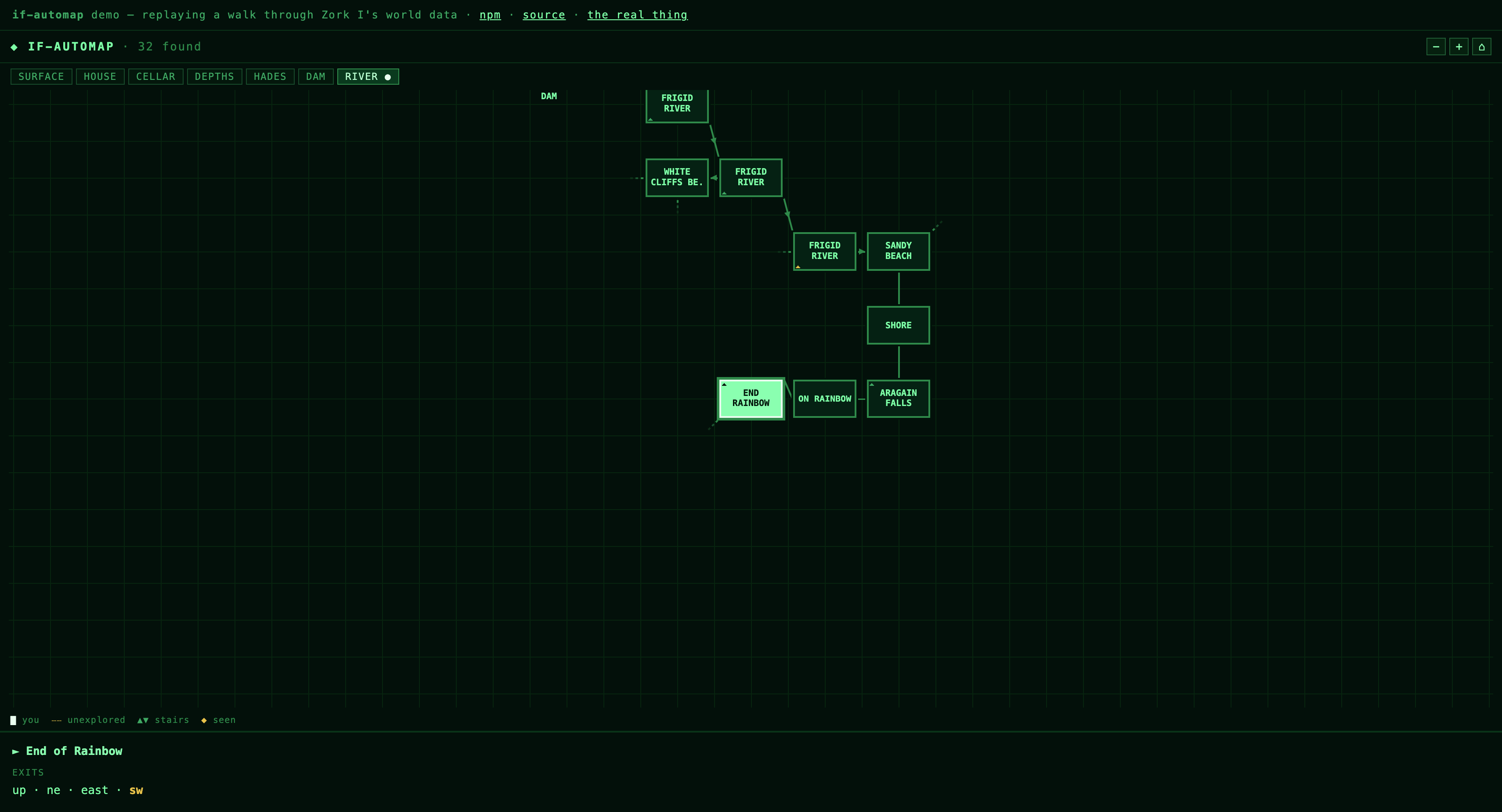if-automap rendering Zork's Frigid River region