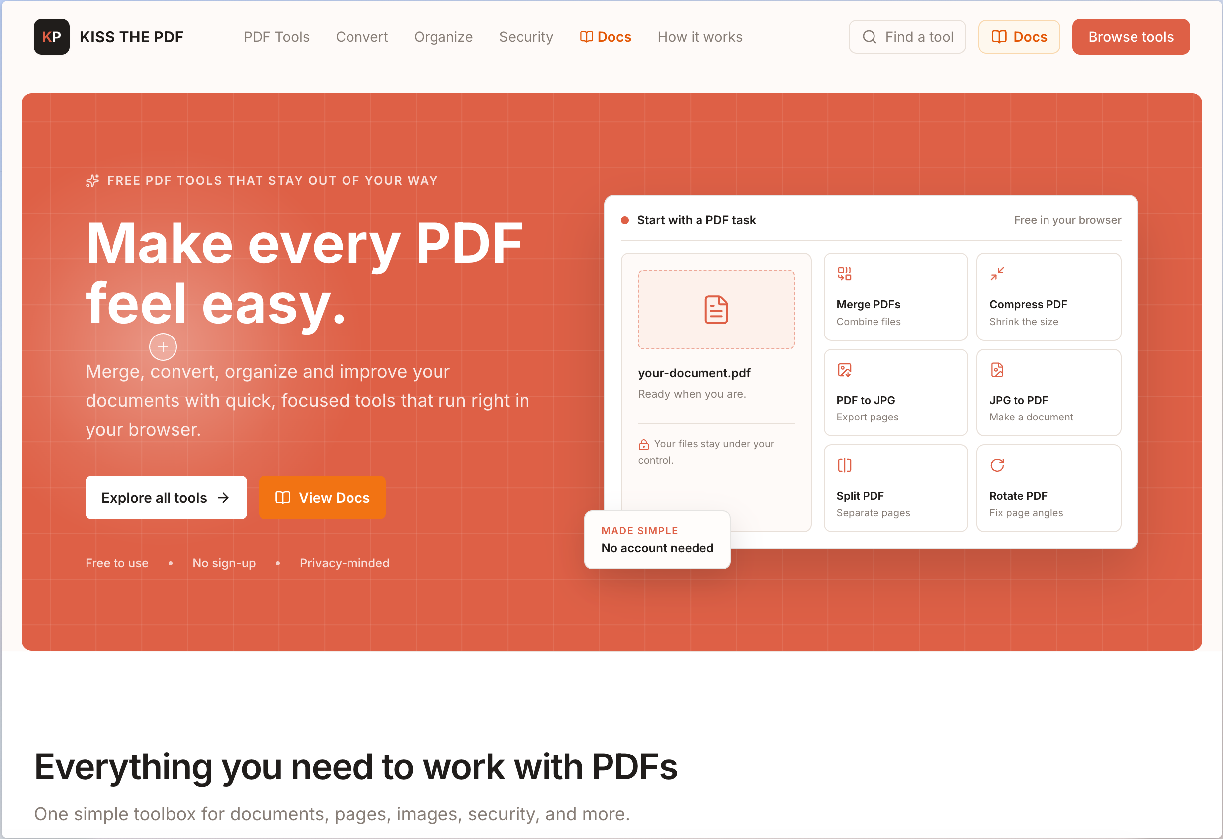 KissThePDF Web Application Screenshot