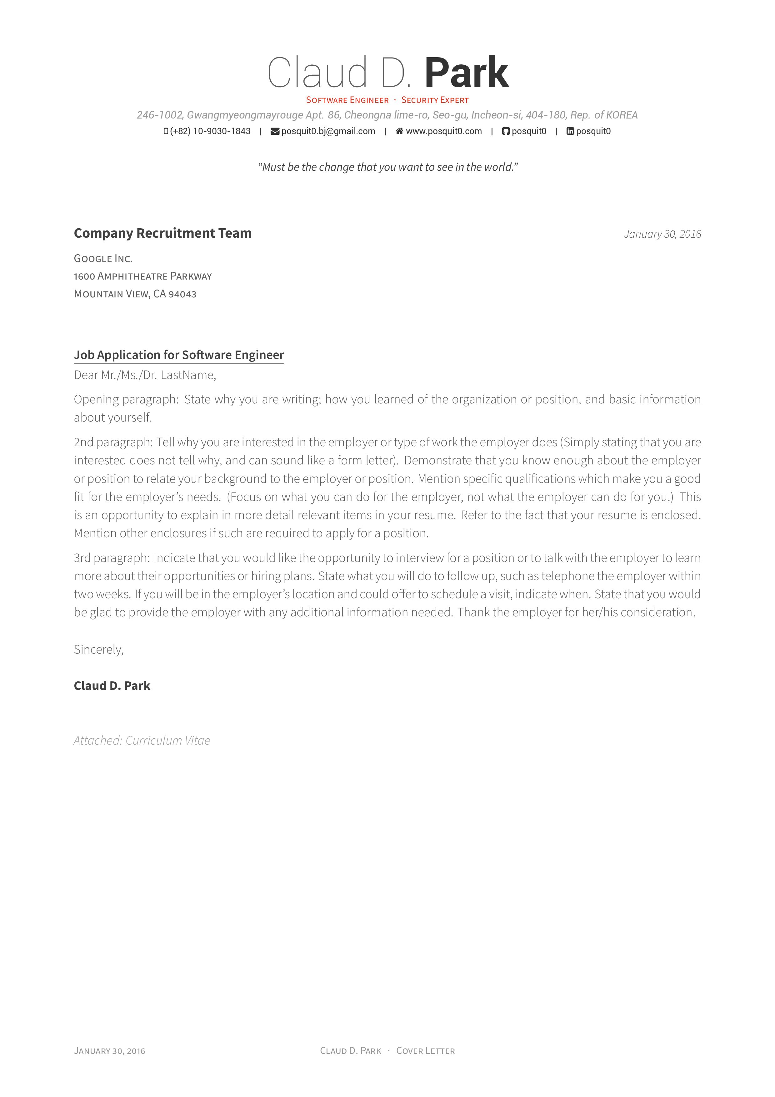 moderncv cover letter template latex