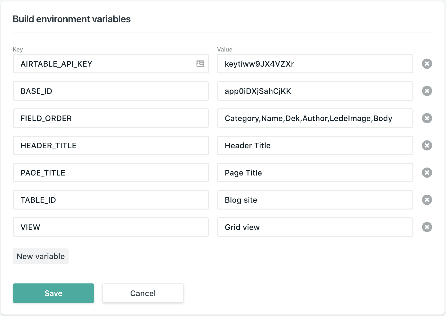 Netlify environment variables