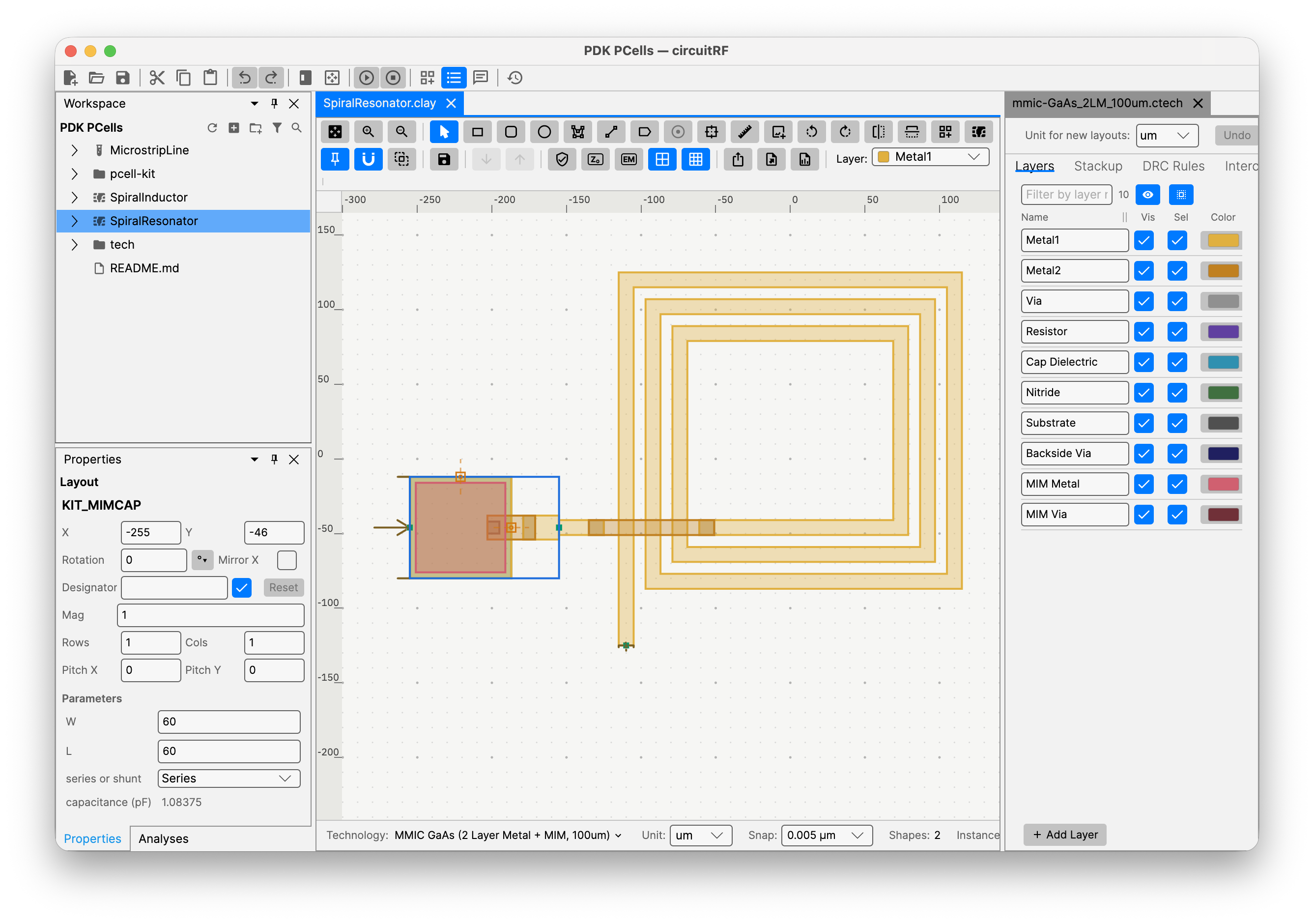circuitRF layout editor
