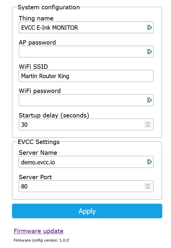Webserver Setup page