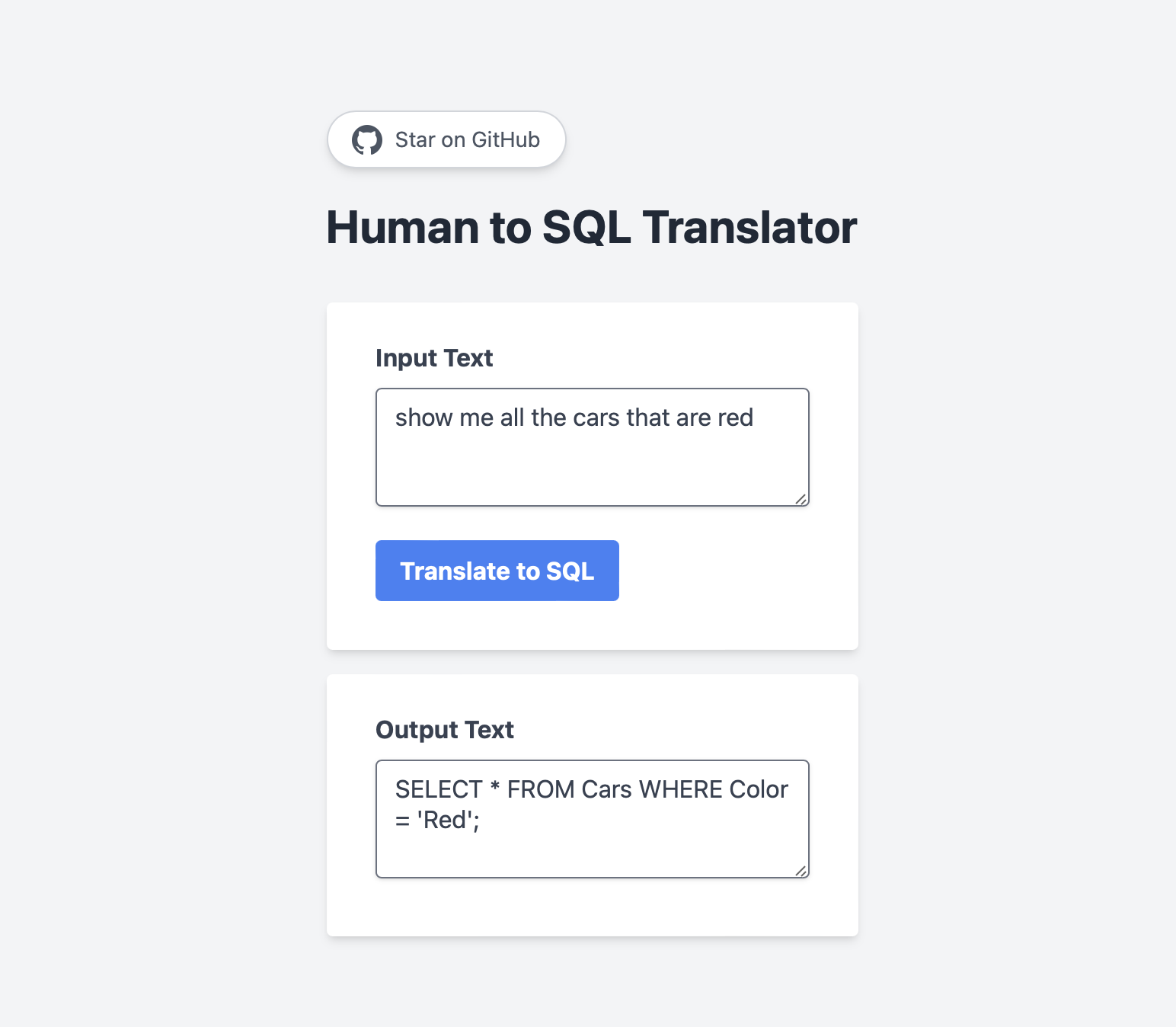 Screenshot of SQL Translator