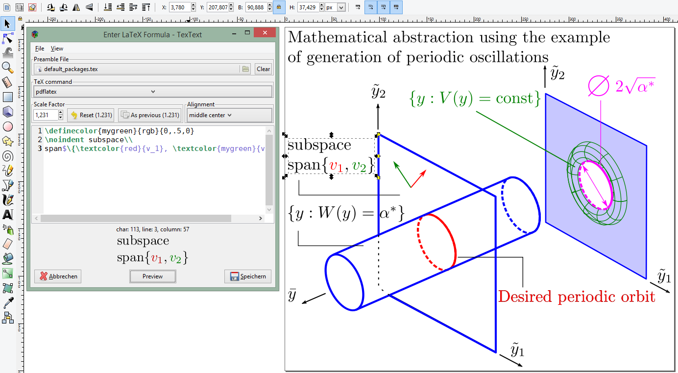 TexText dialog with Inkscape