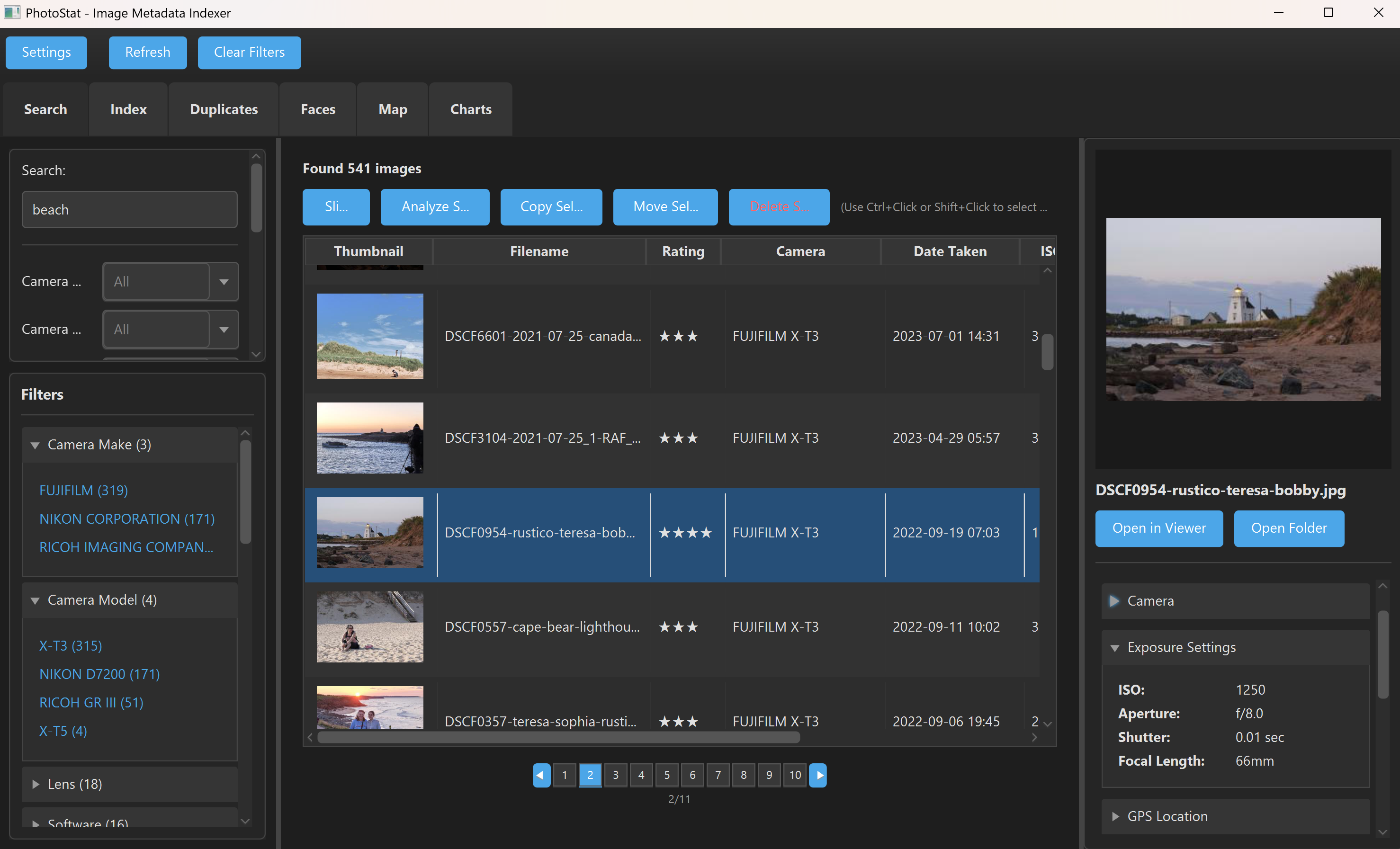 PhotoStat main window