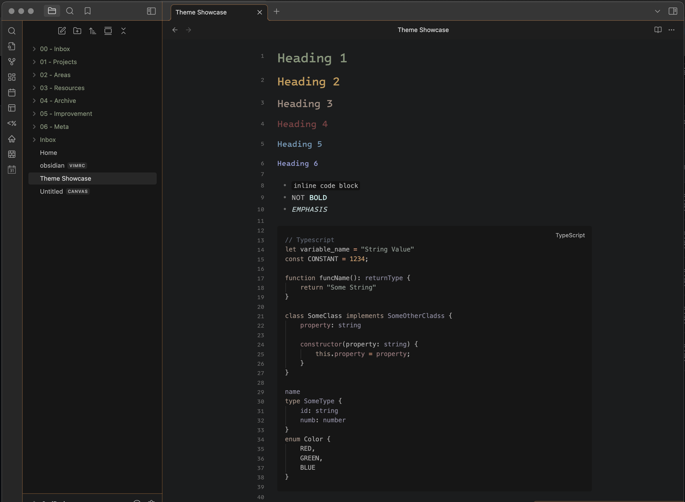 Headings / Code Blocks