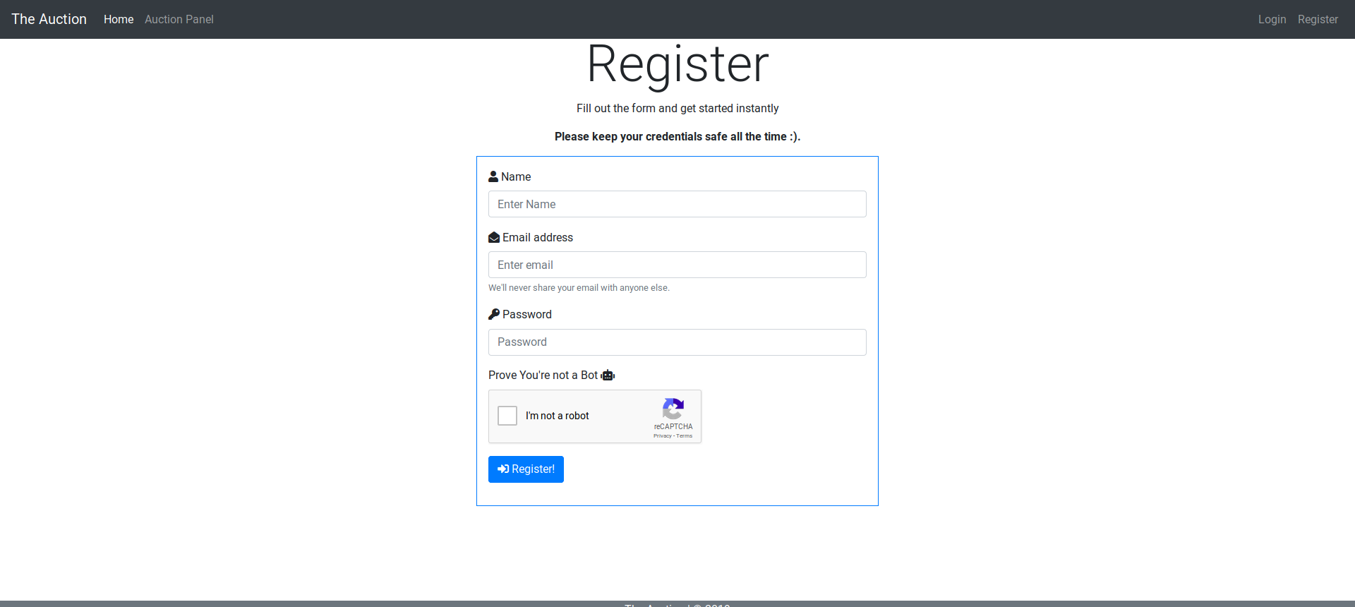 Register page