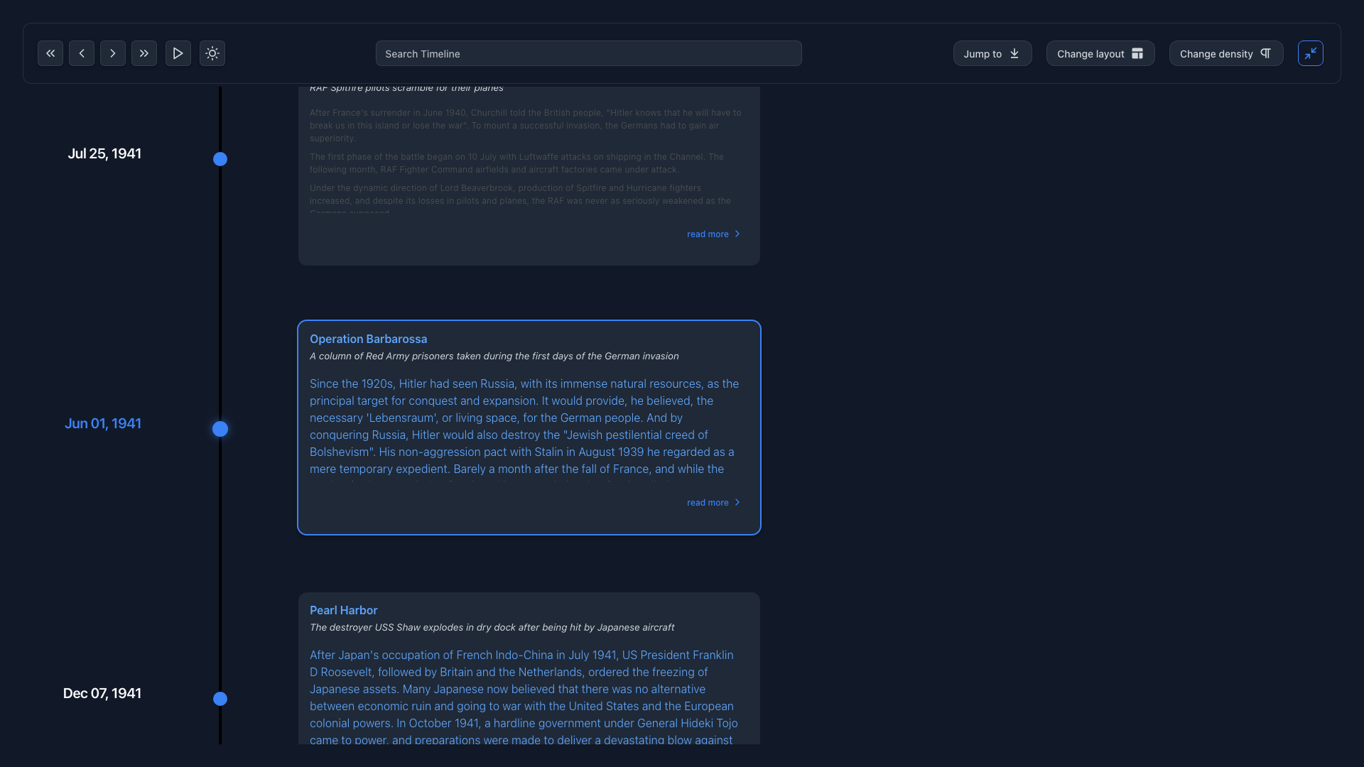 Dark Mode Timeline