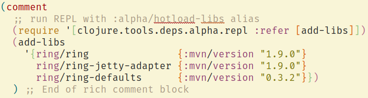 Clojure REPL - hot load library dependencies