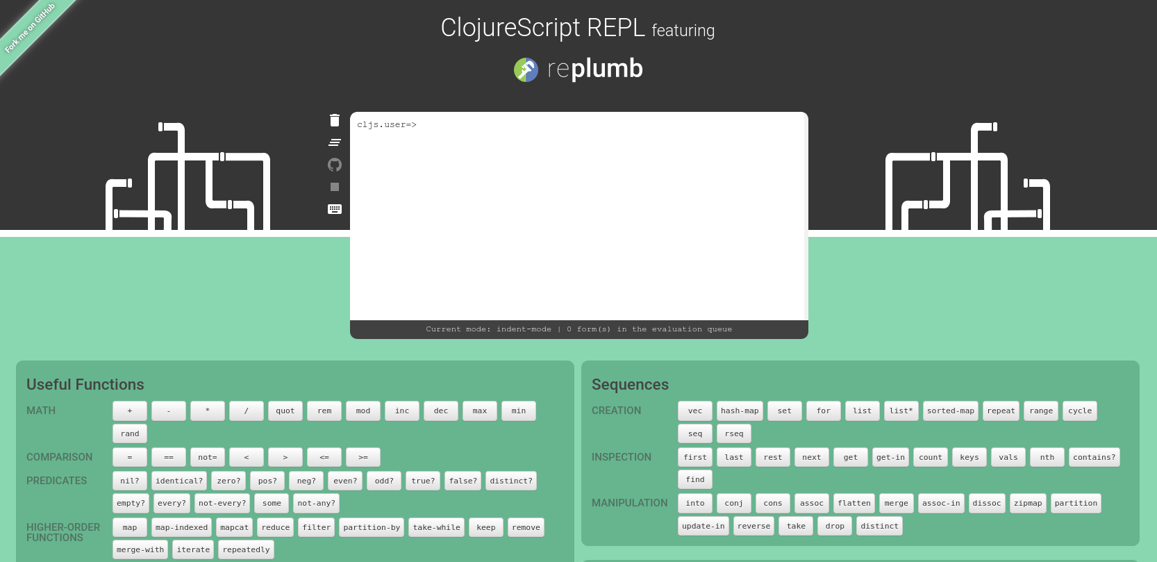 ClojureScript REPL Online tool - no install required