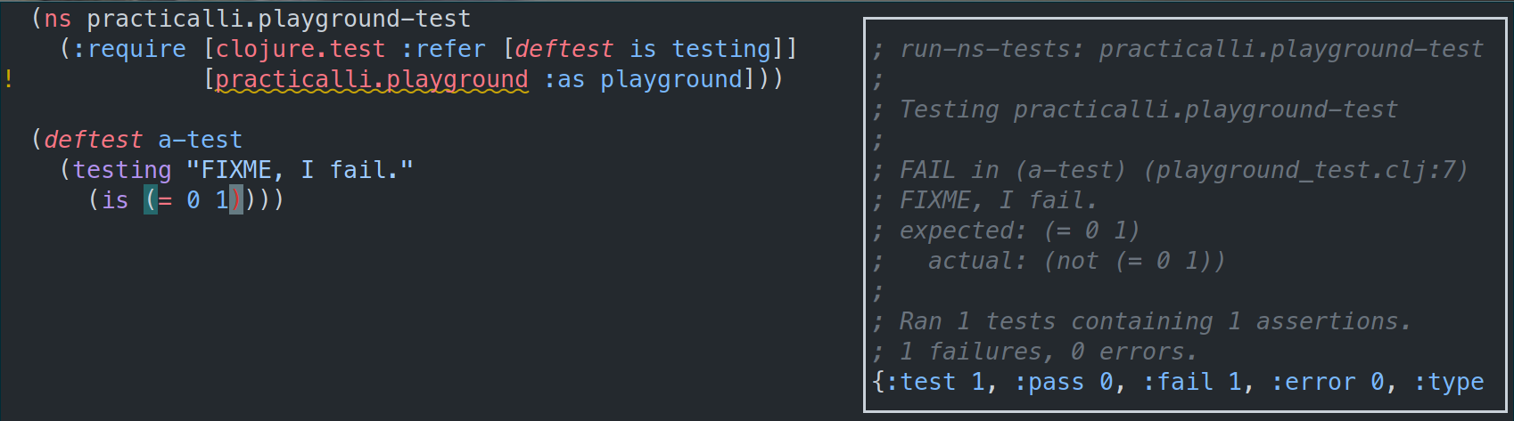 Neovim - Conjure Clojure unit test runner with test results in HUD