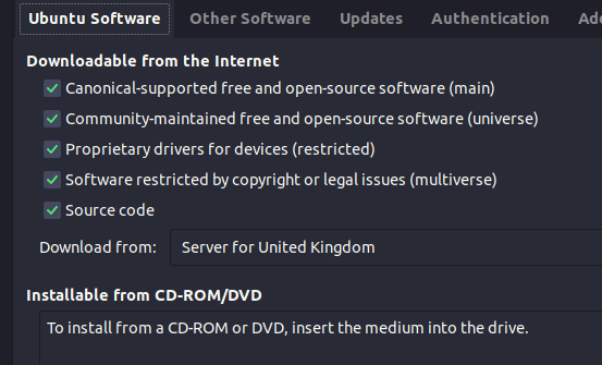 Ubuntu Software & Updates - Download from Source Code