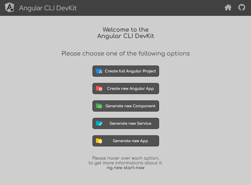 Angular CLI DevKit Screenshot