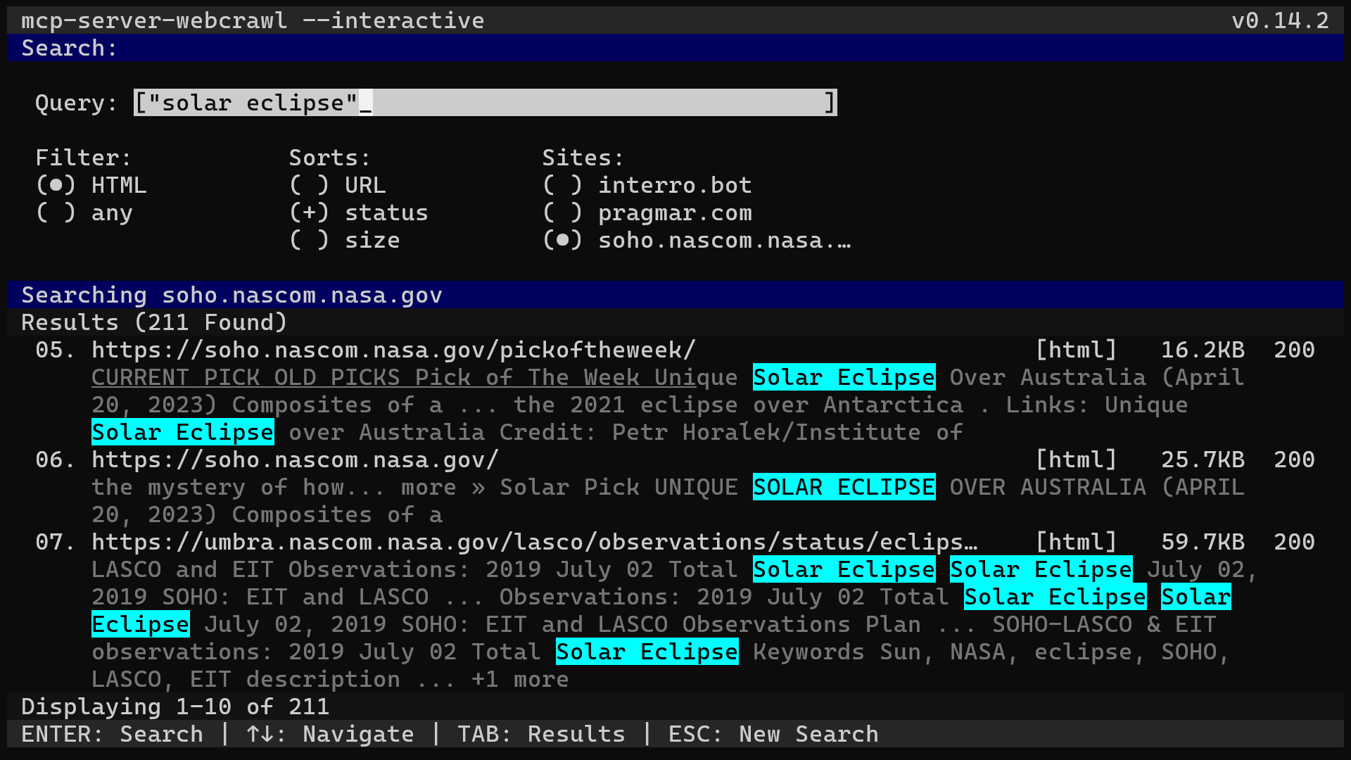 Interactive search interface