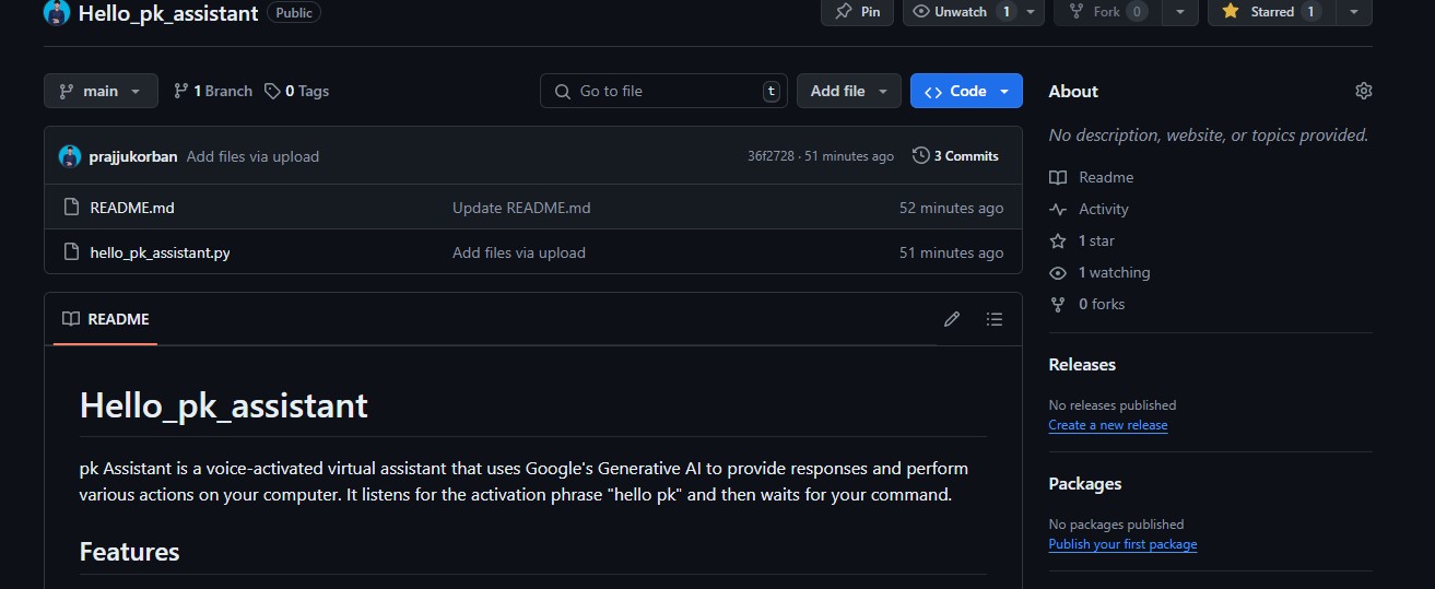 PK Voice Assistant project screenshot