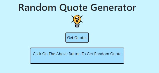 Random Quote Generator interface showing dynamic text blocks