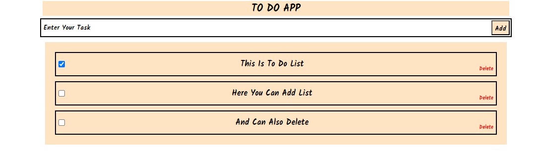 To Do List web application showing task inputs and task items