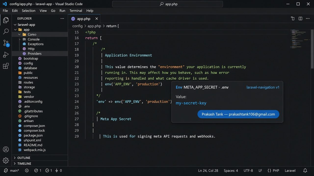 Env hover — value from .env