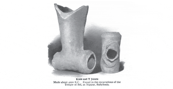 Joints excavated in Babylonia [[1](http://www.sewerhistory.org/time-lines/tracking-down-the-roots-of-our-sanitary-sewers/part-1-the-early-roots-3200-bce-to-300-ce/)]