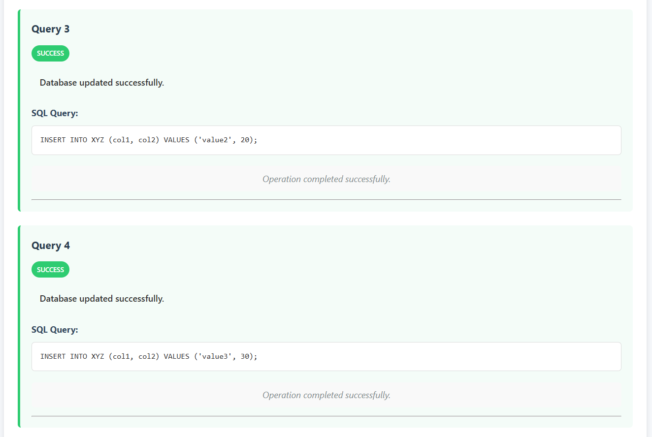 Query Executed Successfully