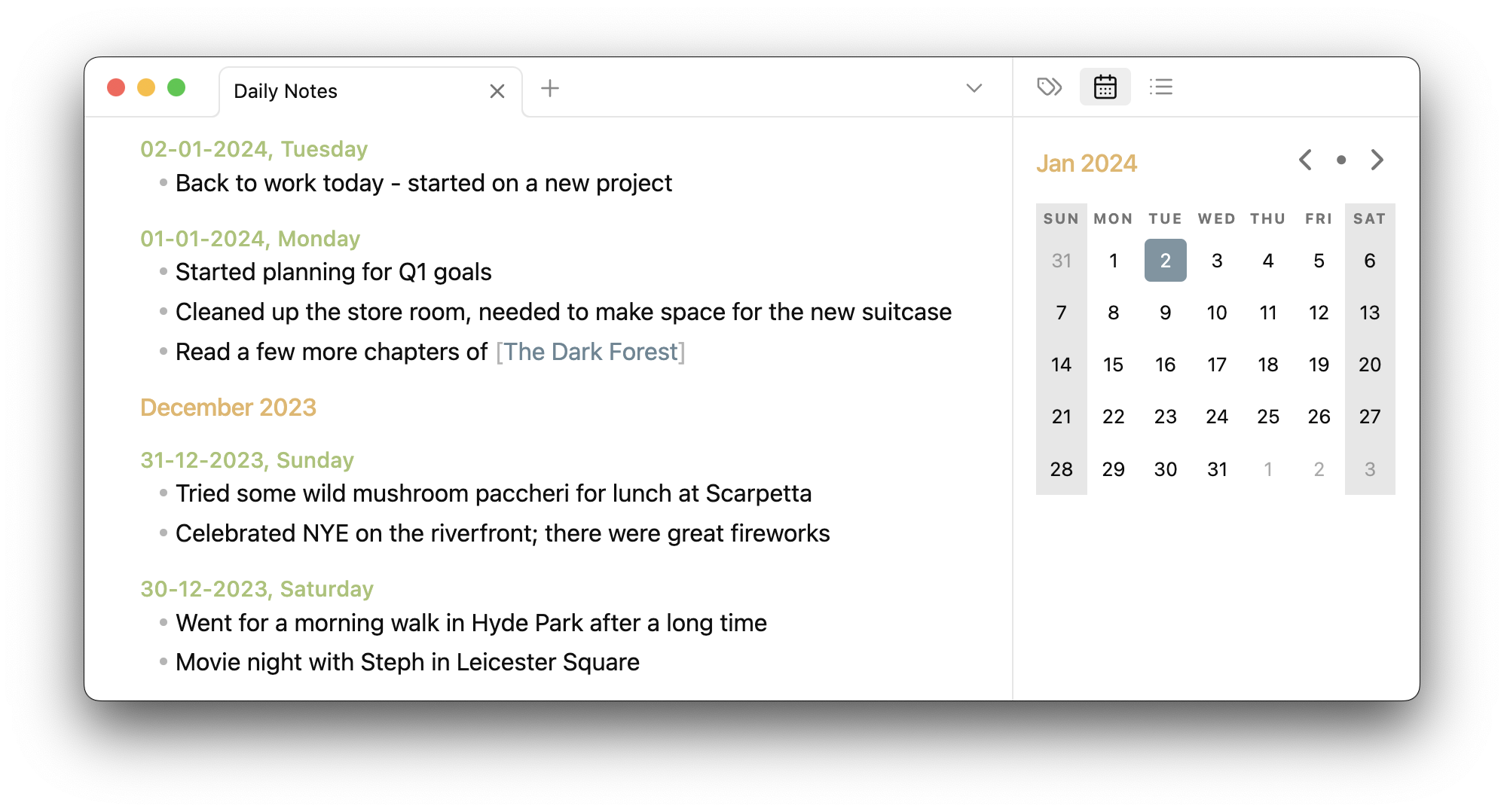 Calendar View