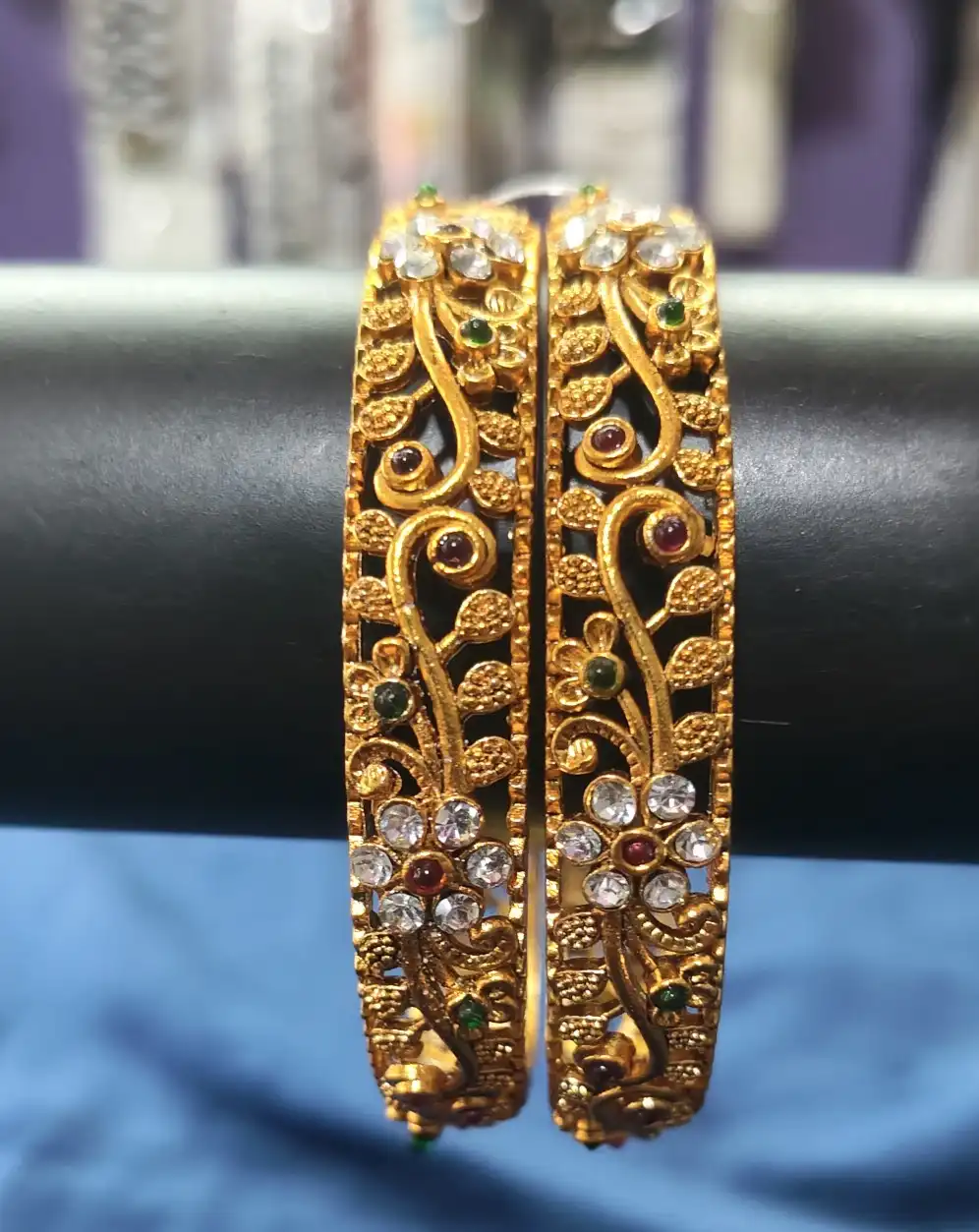 Gold stone bangle