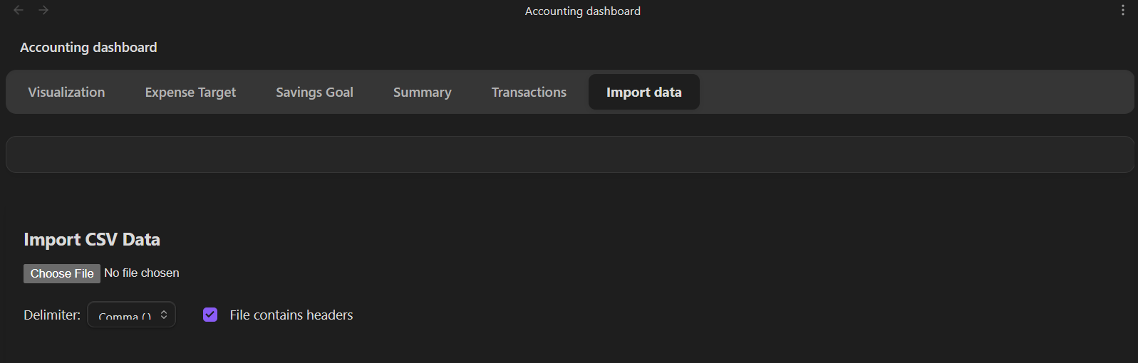 Import Data Dashboard